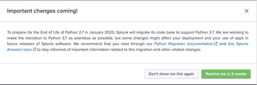 Popup from Splunk 7.3.x that appears for admin users the first time they login